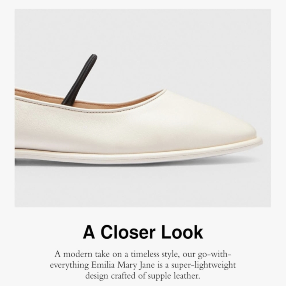 Coach Cream Leather Ballet Flat with Black Strap - Picture 4 of 8